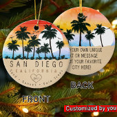 San Diego California Retro Sunset Palm tree 60er Keramik Ornament