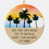 San Diego California Retro Sunset Palm tree 60er Keramik Ornament (Hinten)