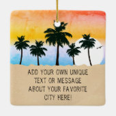 San Diego California Retro Sunset Palm tree 60er Keramikornament (Rückseite)