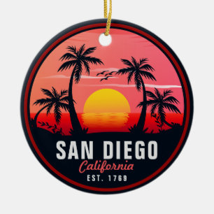 San Diego California Retro Sunset Souvenirs 60er Keramik Ornament