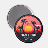 San Diego California Retro Sunset Souvenirs 60er Magnet (Vorderseite/Rückseite)