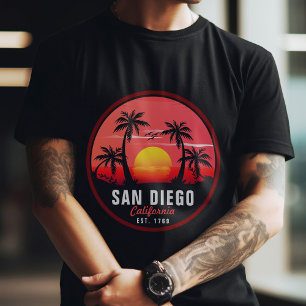 San Diego California Retro Sunset Souvenirs 60er T-Shirt