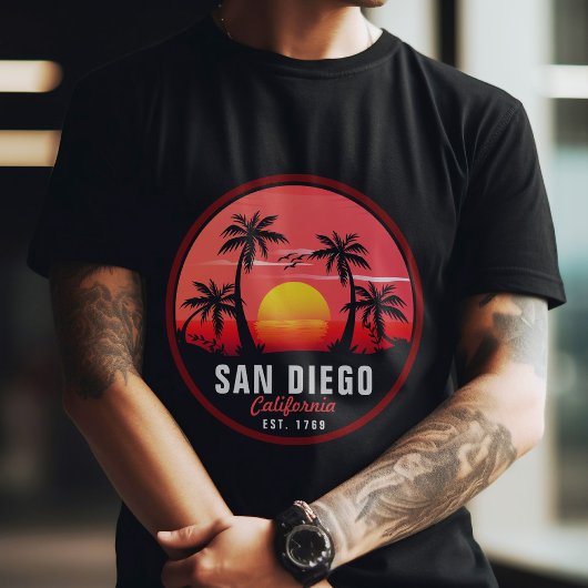 San Diego California Retro Sunset Souvenirs 60er T-Shirt