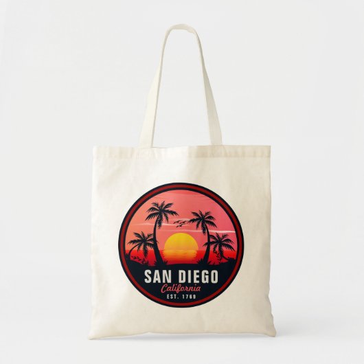 San Diego California Retro Sunset Souvenirs 60er Tragetasche (Vorne)