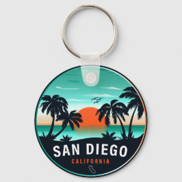 San Diego California Retro Sunset Souvenirs 80er Schlüsselanhänger