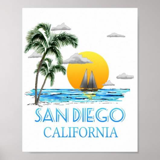 San Diego California Sailing Poster (Vorne)