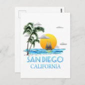 San Diego California Sailing Postkarte (Vorne/Hinten)