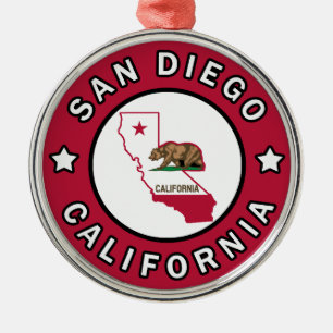 San Diego California Silbernes Ornament