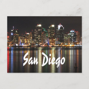 San Diego California Skyline at Night Postkarte