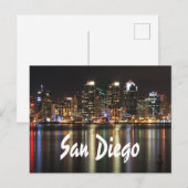 San Diego California Skyline at Night Postkarte (Vorne/Hinten)