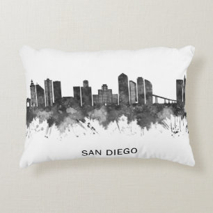 San Diego California Skyline BW Dekokissen