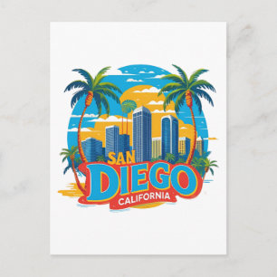 San Diego California Skyline Modern Citycape Art Postkarte
