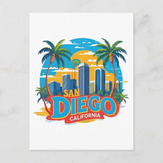 San Diego California Skyline Modern Citycape Art Postkarte (Vorderseite)