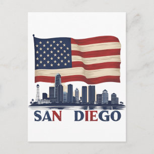 San Diego California Skyline Modern Citycape Art Postkarte