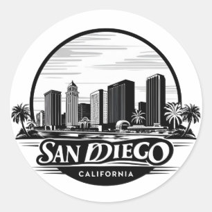 San Diego California Skyline Modern Citycape Art Runder Aufkleber