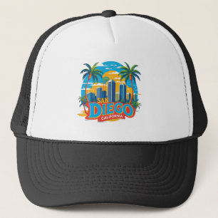 San Diego California Skyline Modern Citycape Art Truckerkappe