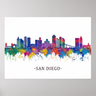 San Diego California Skyline Poster