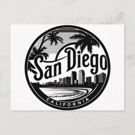 San Diego California Skyline Postkarte (Vorderseite)