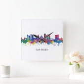 San Diego California Skyline Quadratische Wanduhr (Zuhause)