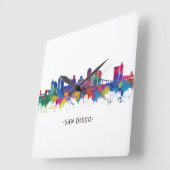 San Diego California Skyline Quadratische Wanduhr (Winkel)