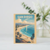 San Diego California Skyline Reisen Vintag Postkarte (Stehend Vorderseite)