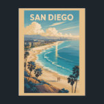 San Diego California Skyline Reisen Vintag Postkarte<br><div class="desc">San Diego retro Vektorgrafik Design. San Diego,  eine entspannte Küstenstadt in Südkalifornien,  ist bekannt für seine schönen Strände,  den Weltklasse-Zoo und das ganze Jahr über für perfektes Wetter.</div>