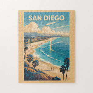 San Diego California Skyline Reisen Vintag Puzzle