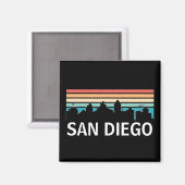 San Diego California Skyline Vintage Travel Magnet (Vorderseite/Rückseite)