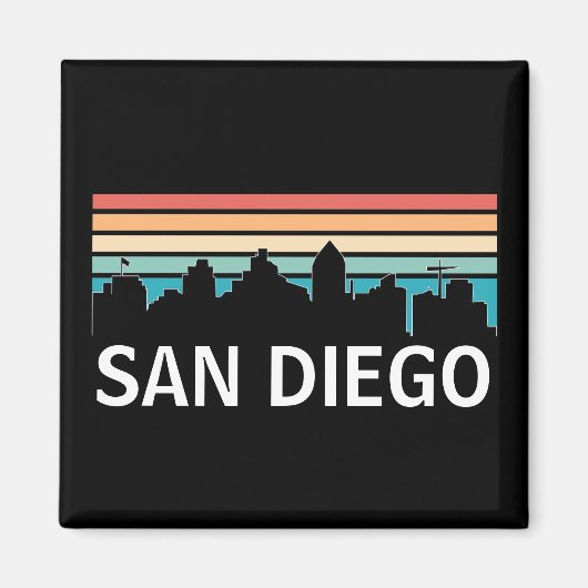 San Diego California Skyline Vintage Travel Magnet (Vorne)