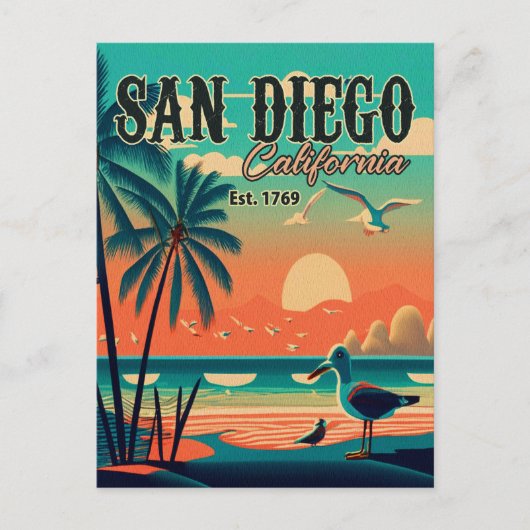 San Diego California Sunset Souvenirs 1950s Postkarte (Vorderseite)