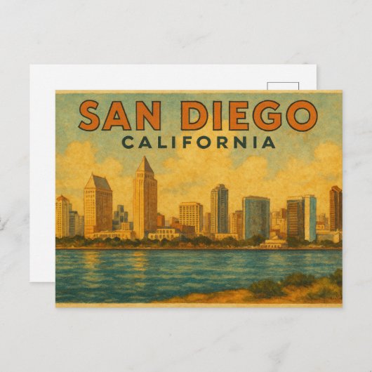San Diego California Vintag Skyline Postkarte (Vorne/Hinten)