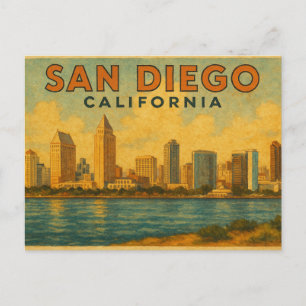 San Diego California Vintag Skyline Postkarte