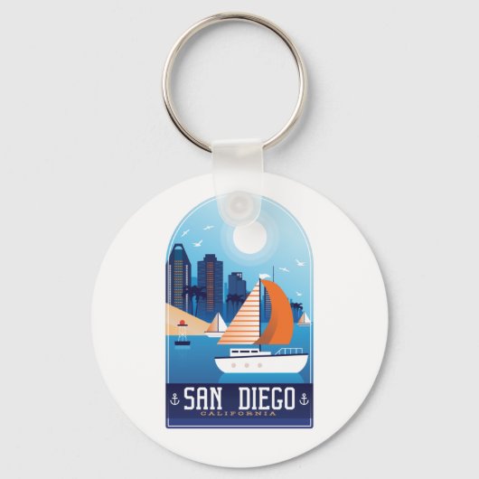 San Diego California Vintage Schlüsselanhänger (Vorderseite)