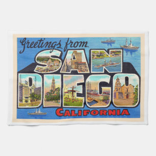San Diego California Vintager Großbuchstabe Postk Geschirrtuch