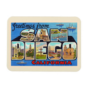 San Diego California Vintager Großbuchstabe Postk Magnet