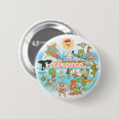 San Diego Cartoon Button (Vorne & Hinten)