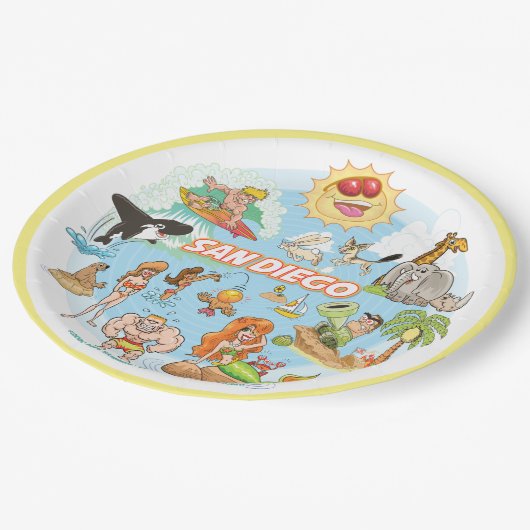 San Diego Cartoon Pappteller (Schrägansicht)