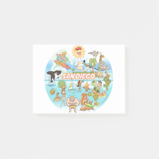San Diego Cartoon Post-it Klebezettel (Vorderseite)