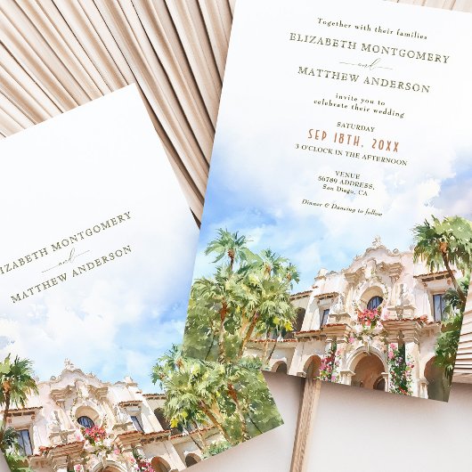 San Diego Casa del Prado Watercolor Einladung