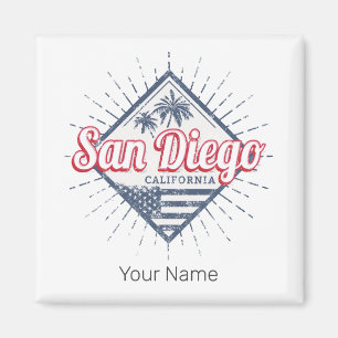 San Diego City California Retro Palmen Vintag Magnet