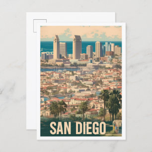 San Diego City California USA Art Vintage Travel Postkarte