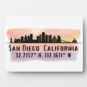 San Diego City Skyline Latitude und Längengrad Fotoplatte (Vorderseite)