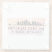 San Diego City Skyline Latitude und Längengrad Glasuntersetzer (Rückseite)
