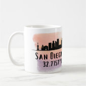 San Diego City Skyline Latitude und Längengrad Kaffeetasse (Links)