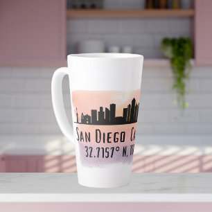 San Diego City Skyline Latitude und Längengrad Milchtasse
