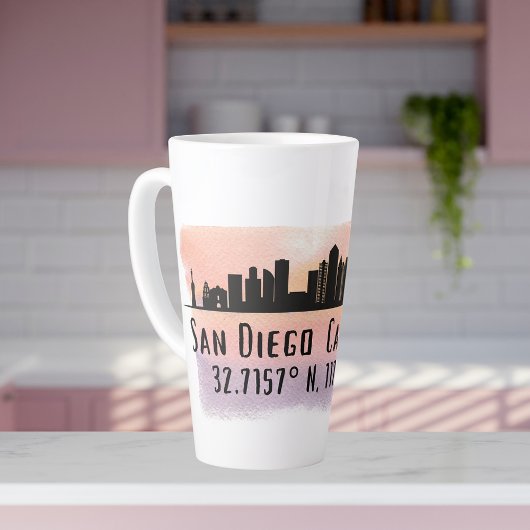 San Diego City Skyline Latitude und Längengrad Milchtasse