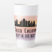 San Diego City Skyline Latitude und Längengrad Milchtasse (Vorderseite)