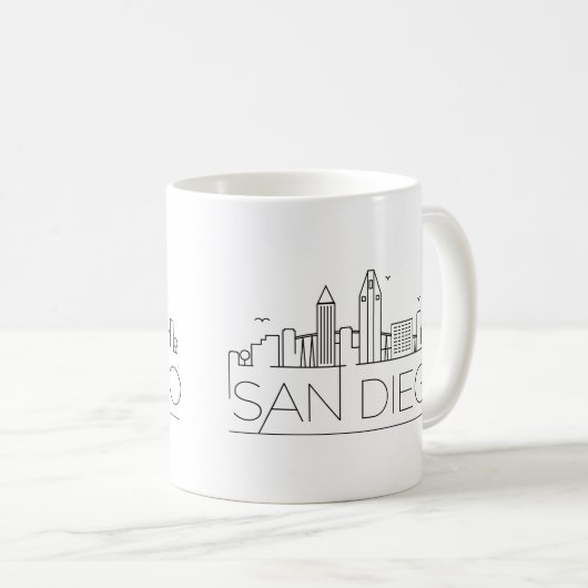 San Diego| City Stylized Skyline Kaffeetasse (VorderseiteRechts)