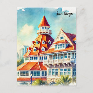 San Diego Coronado Watercolor Postkarte