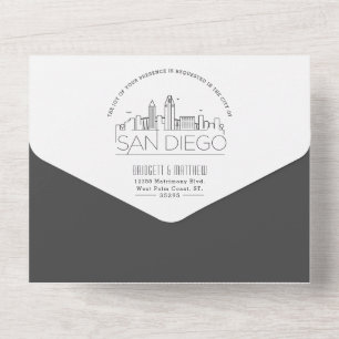 San Diego Deco Skyline   Graustil-Hochzeit All In One Einladung